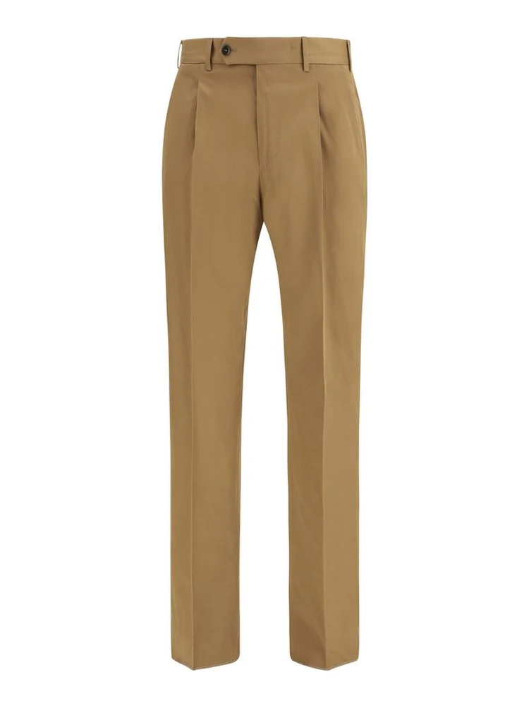 Brown Cotton Casual Pants