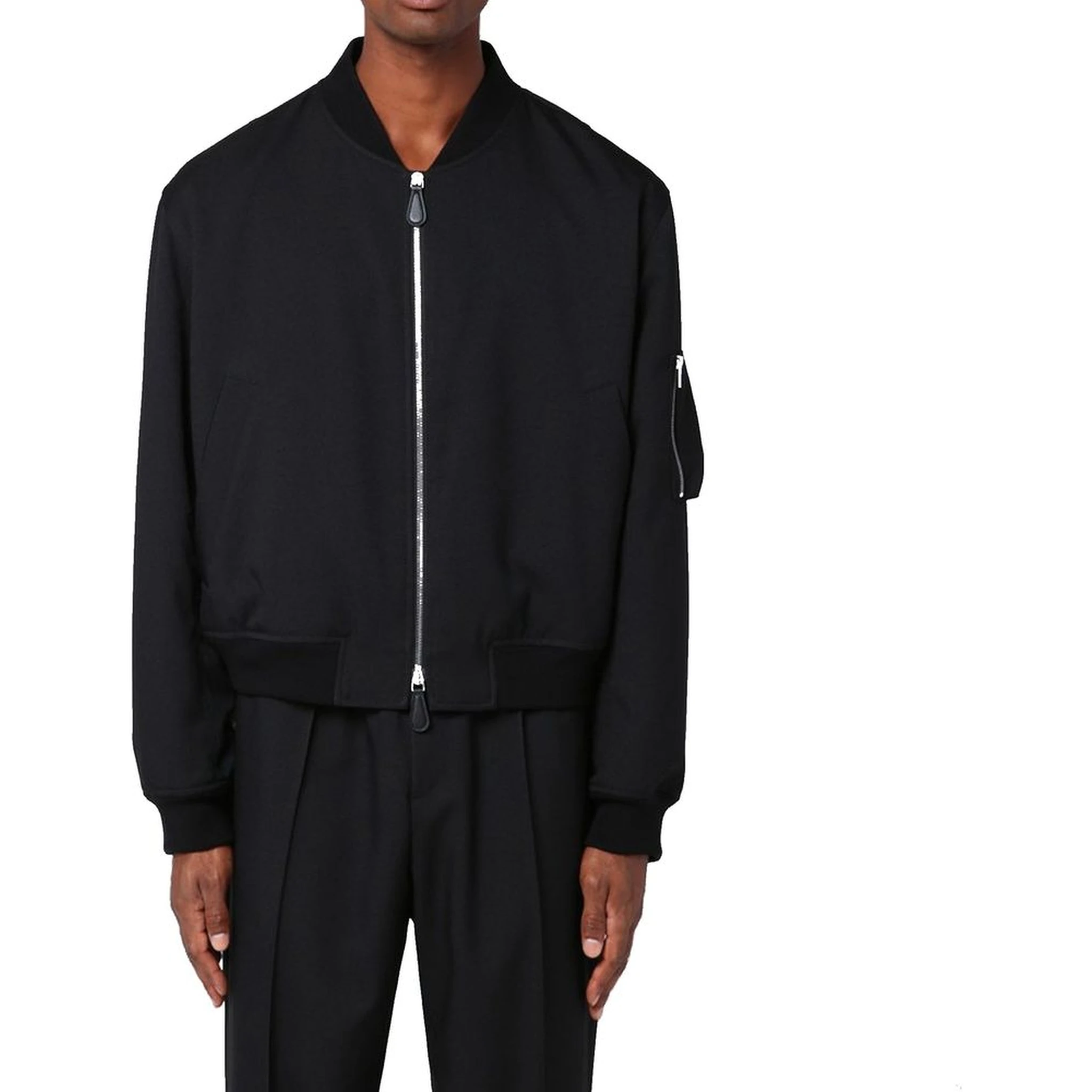 Black Polyester Bomber