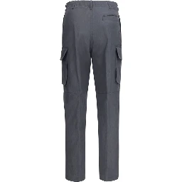 Gray Linen Cargo Pants