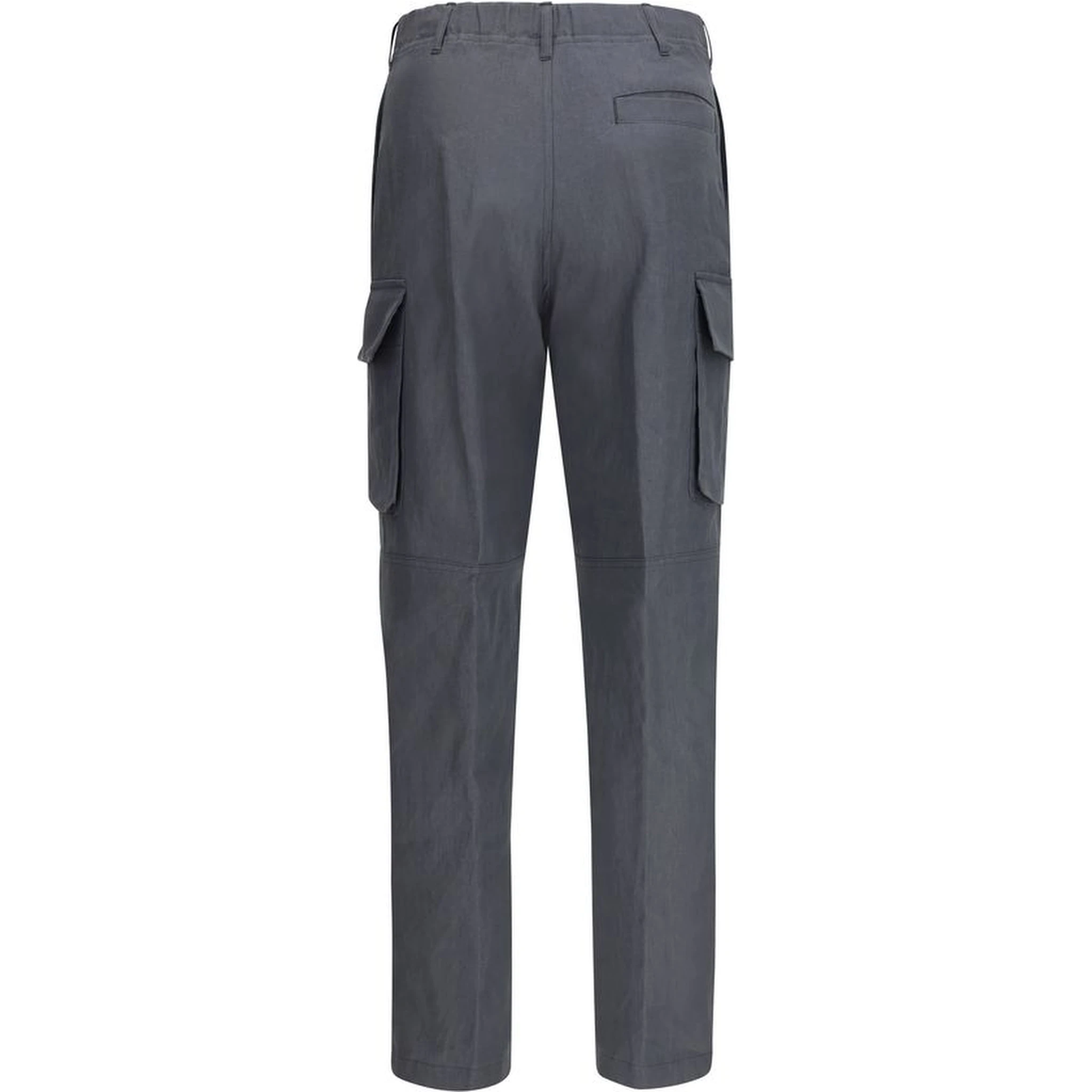 Gray Linen Cargo Pants