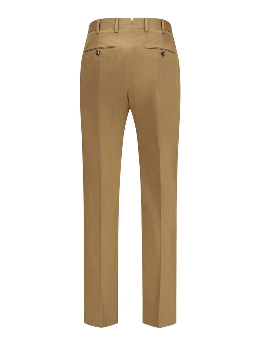 Brown Cotton Casual Pants
