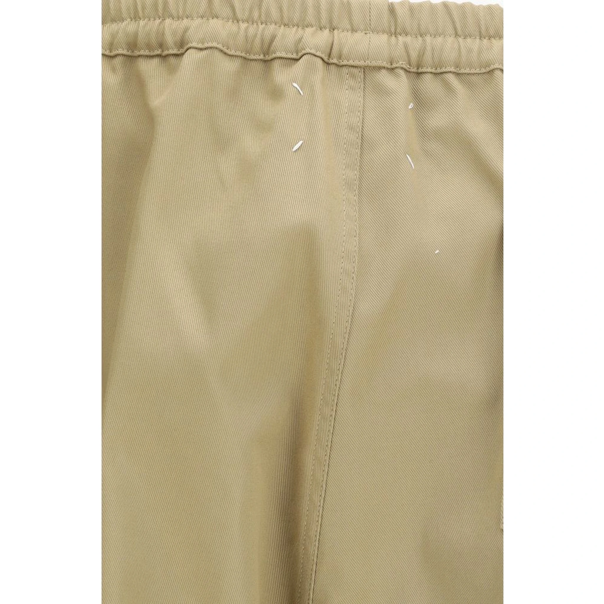 Beige Polyester Casual Pants