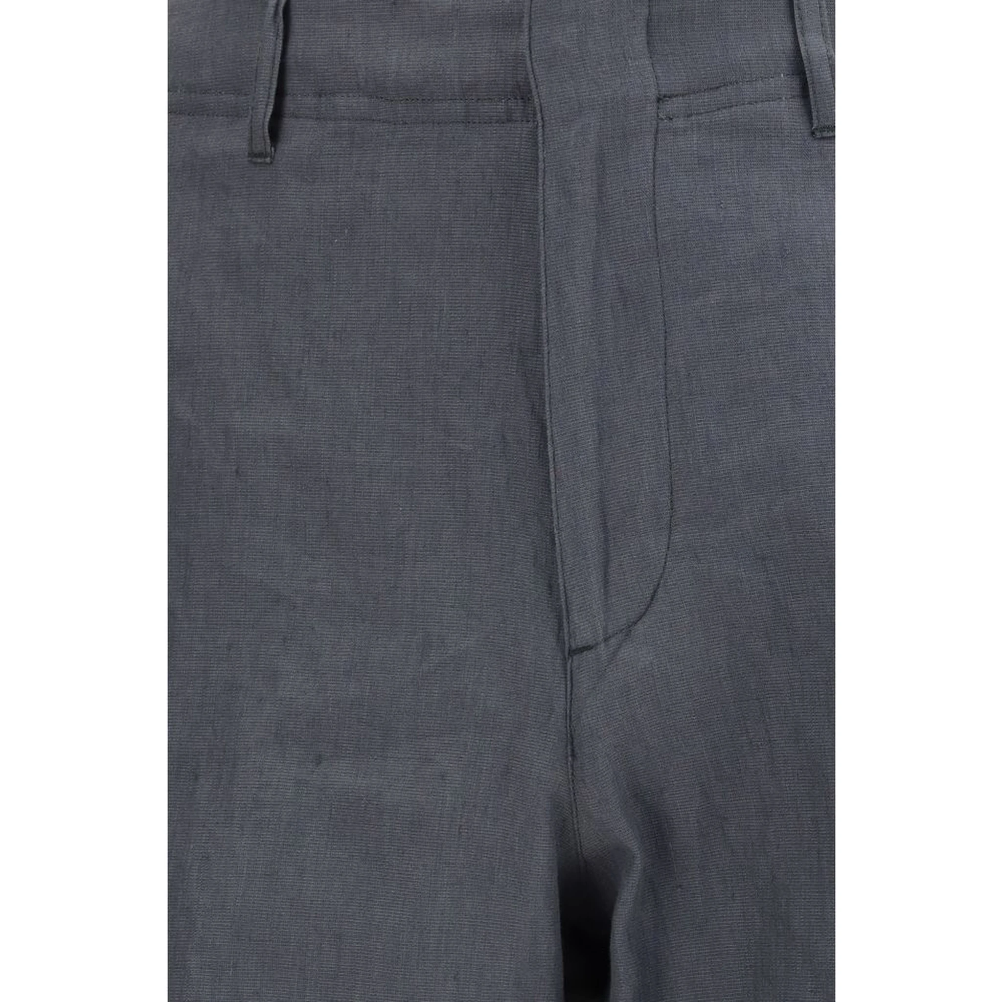 Gray Linen Cargo Pants
