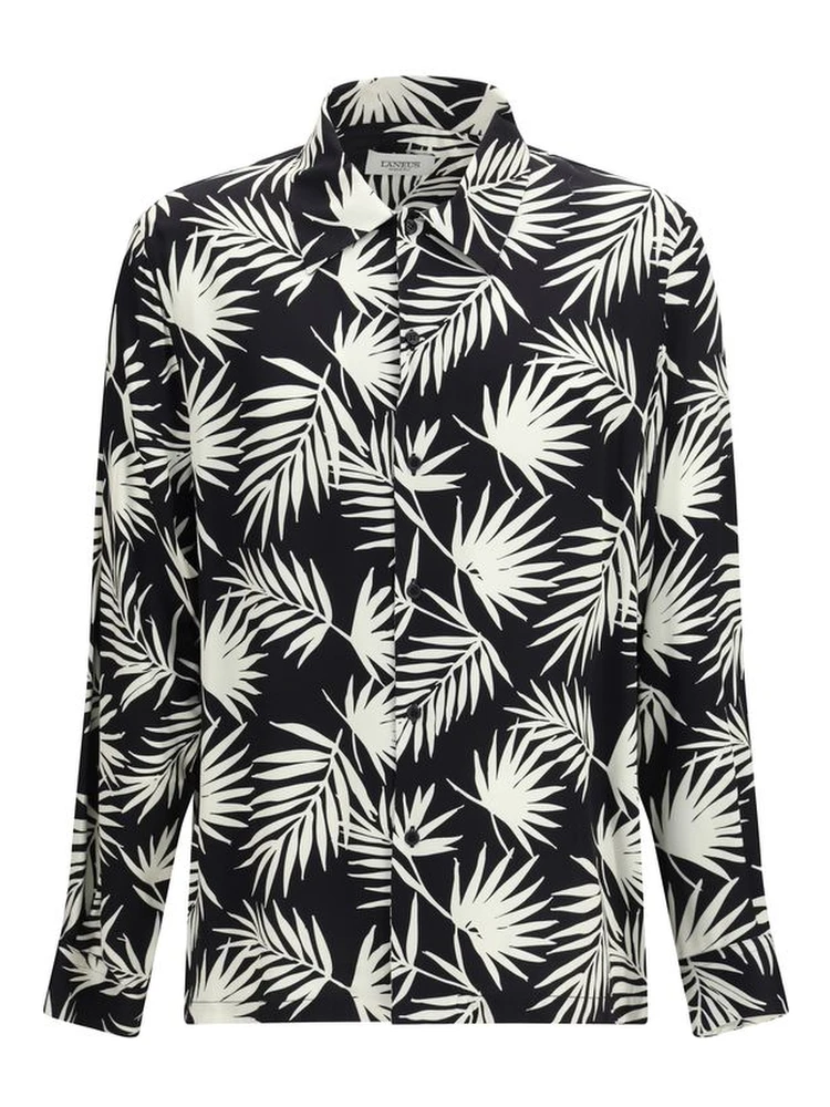 Black Viscose Pattern Shirt