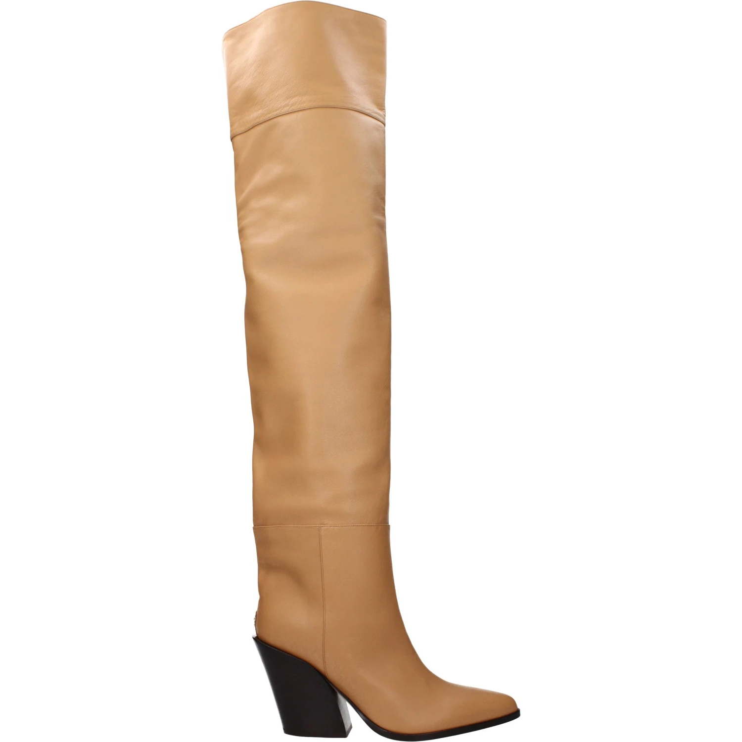 Beige Leather Ankle Boots