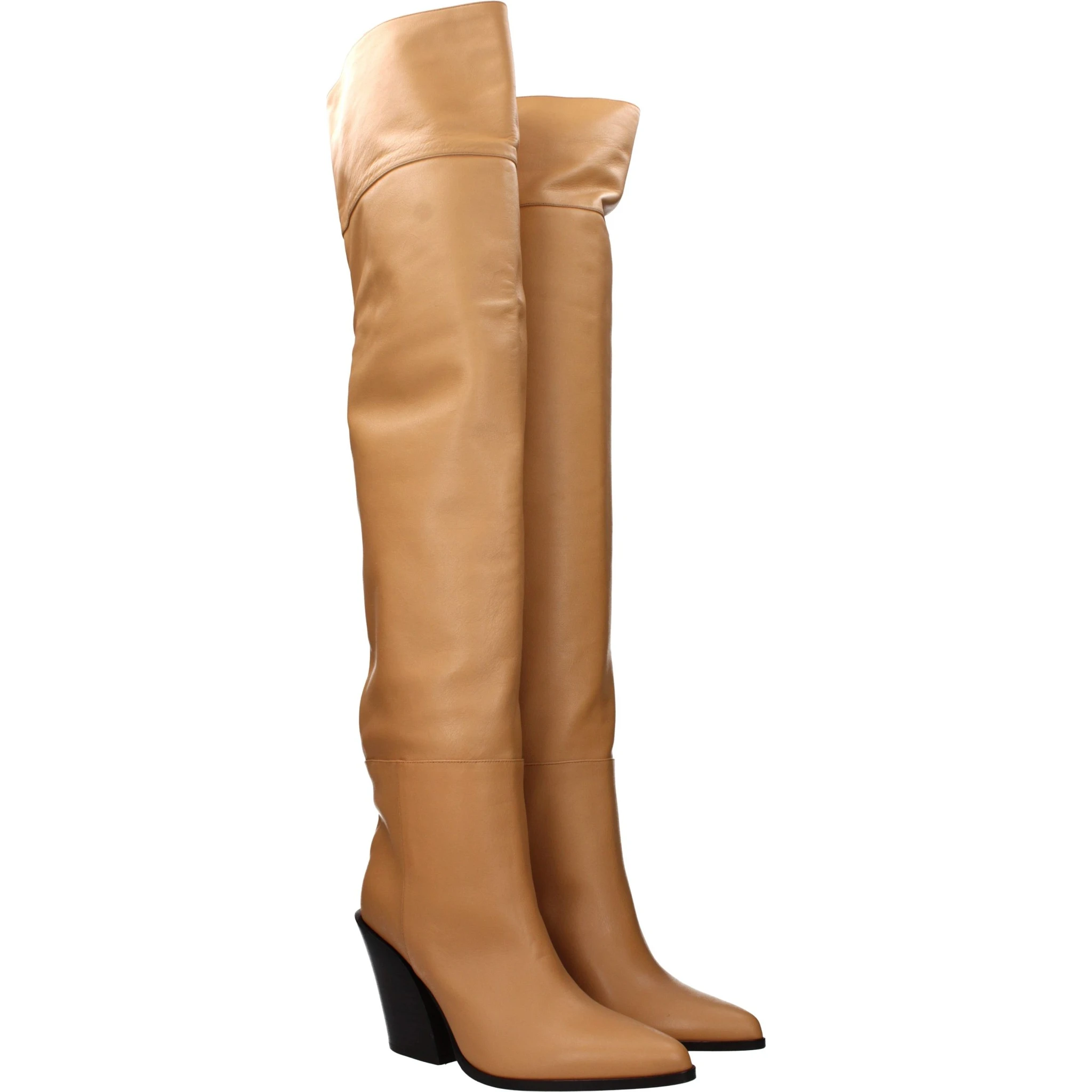 حذاء كاحل من الجلد البيج