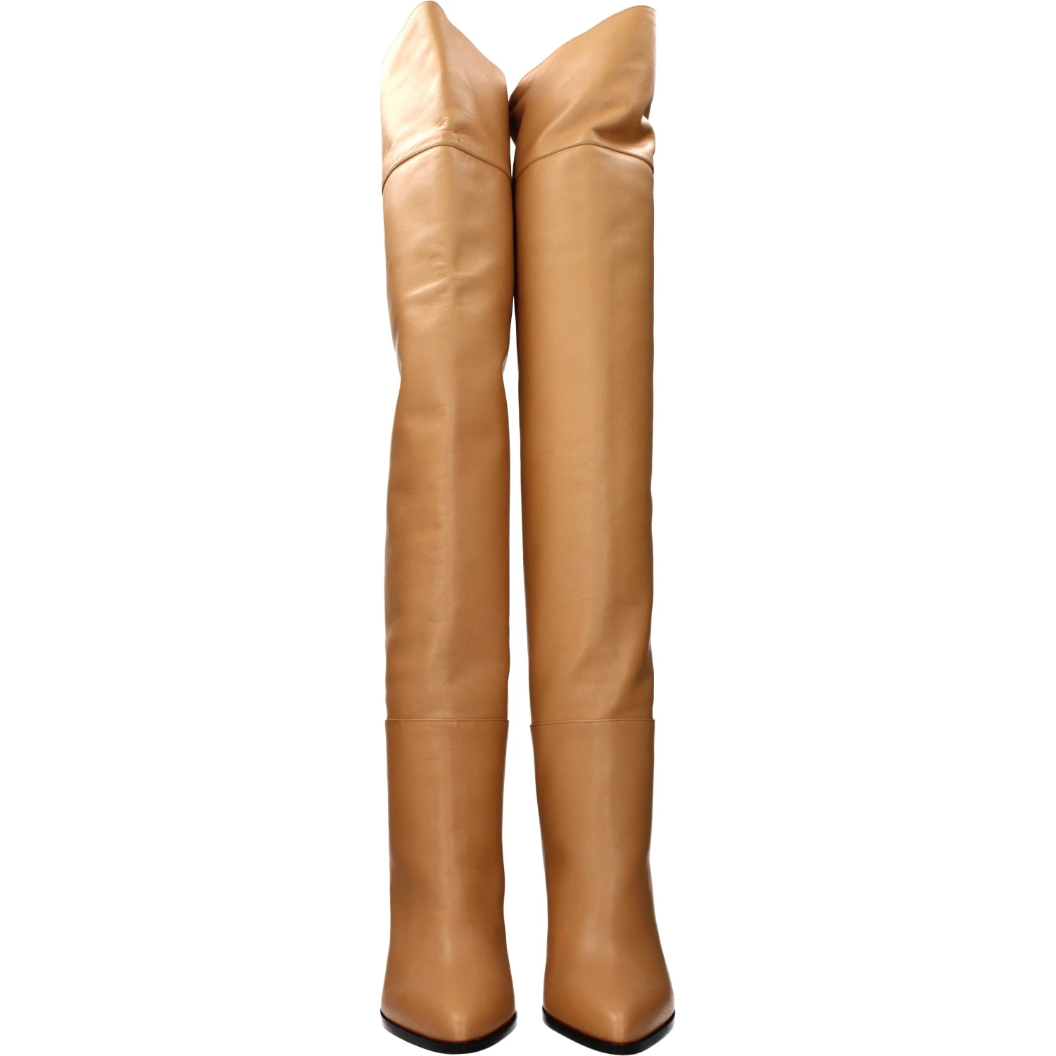 Beige Leather Ankle Boots