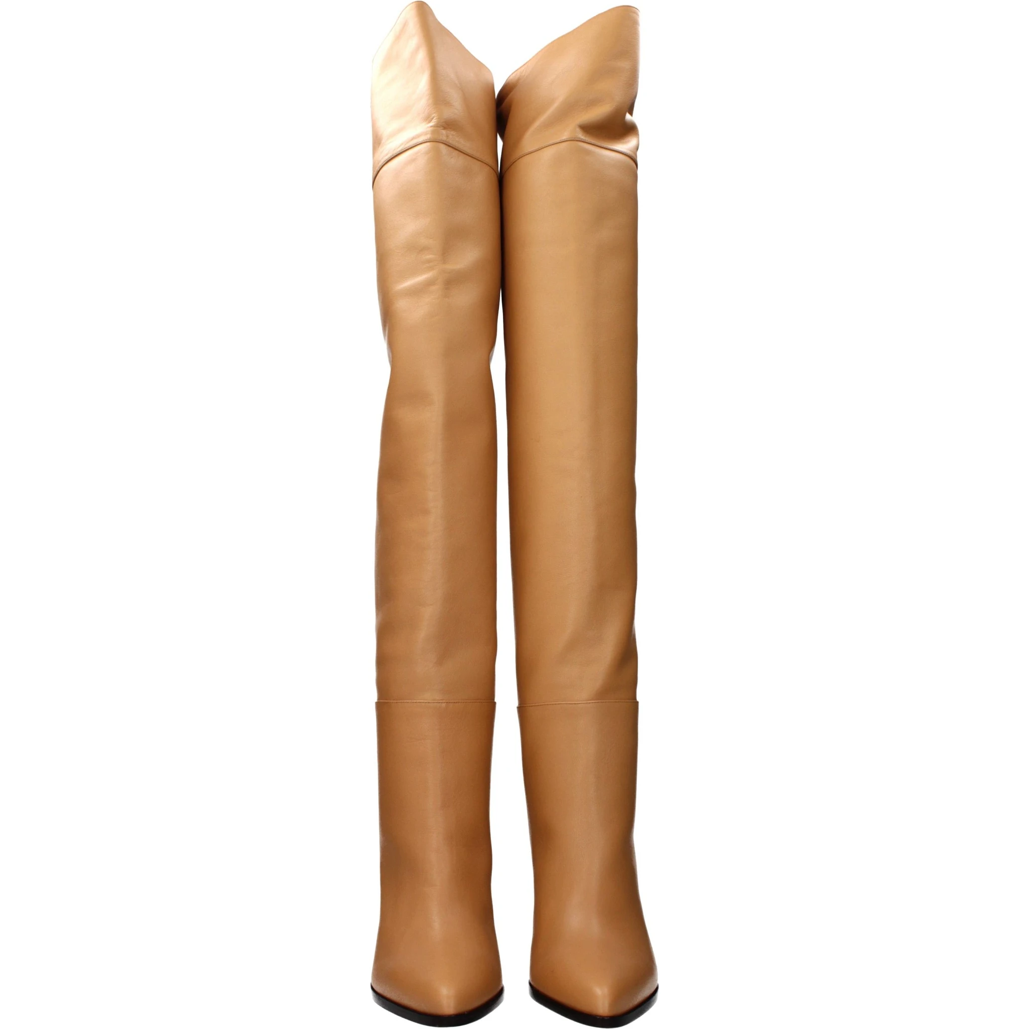 حذاء كاحل من الجلد البيج