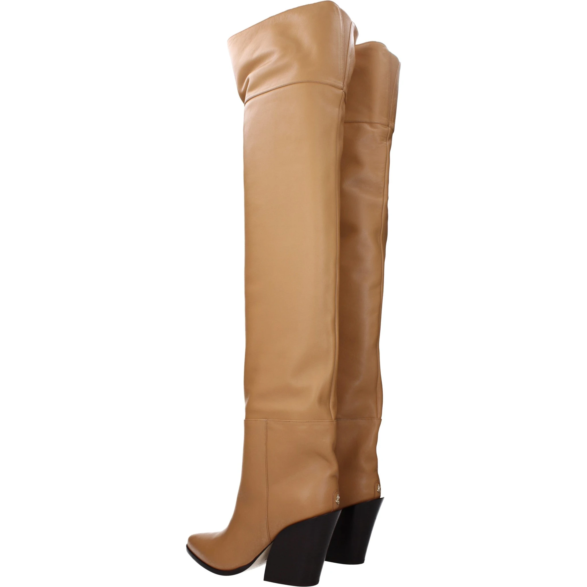 حذاء كاحل من الجلد البيج