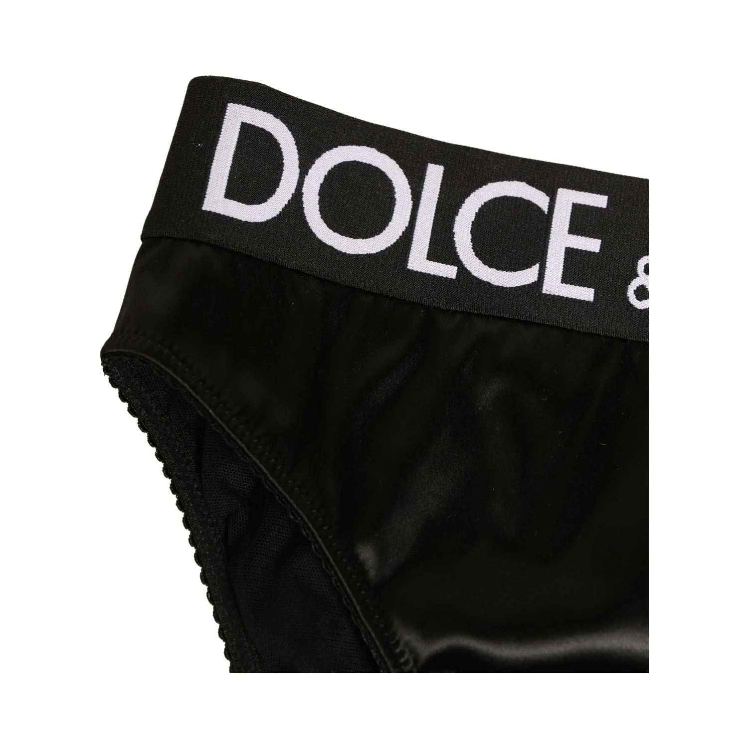 Black Satin High-Waist Brief Logo Women Underwear