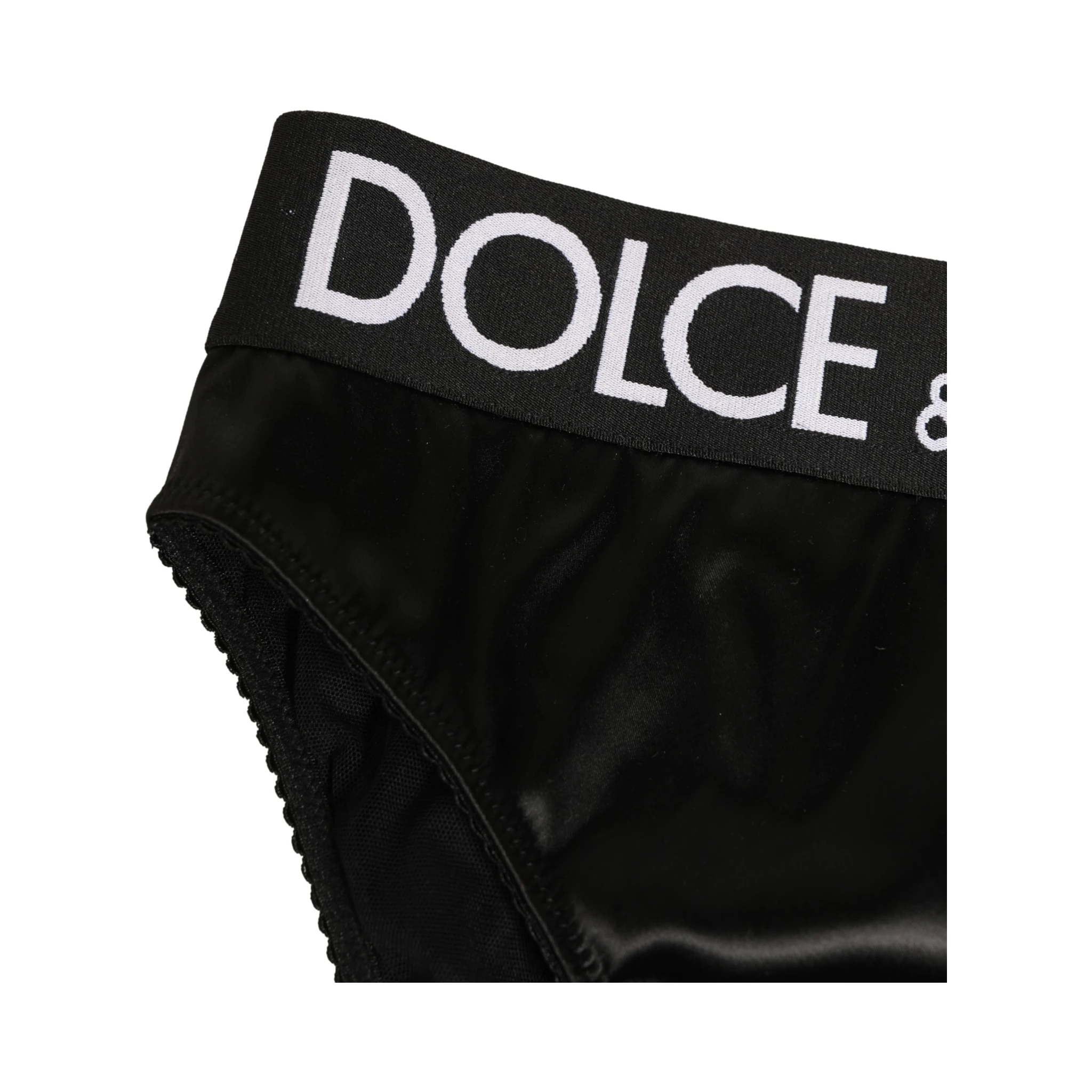 Black Satin High-Waist Brief Logo Women Underwear