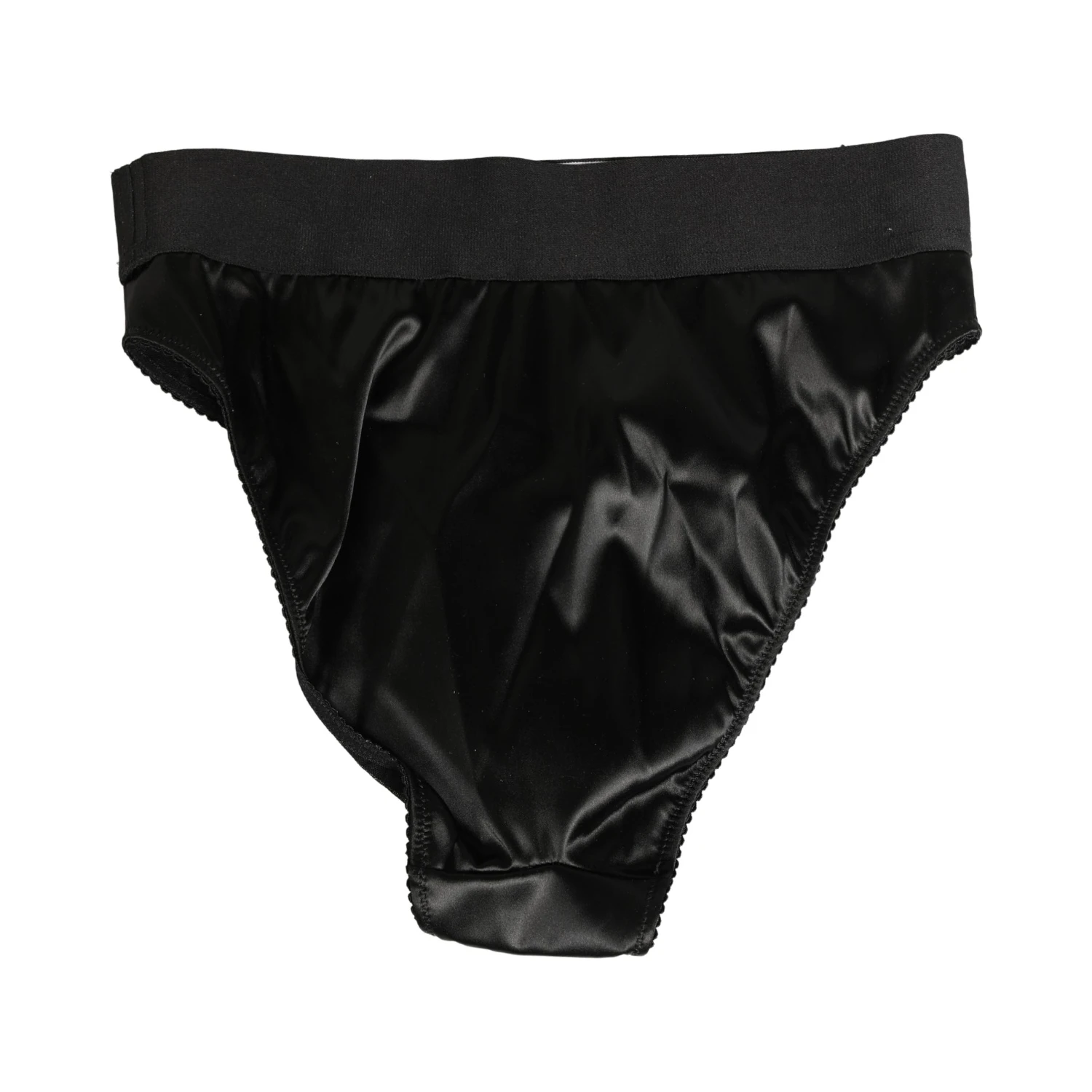 Black Satin High-Waist Brief Logo Women Underwear