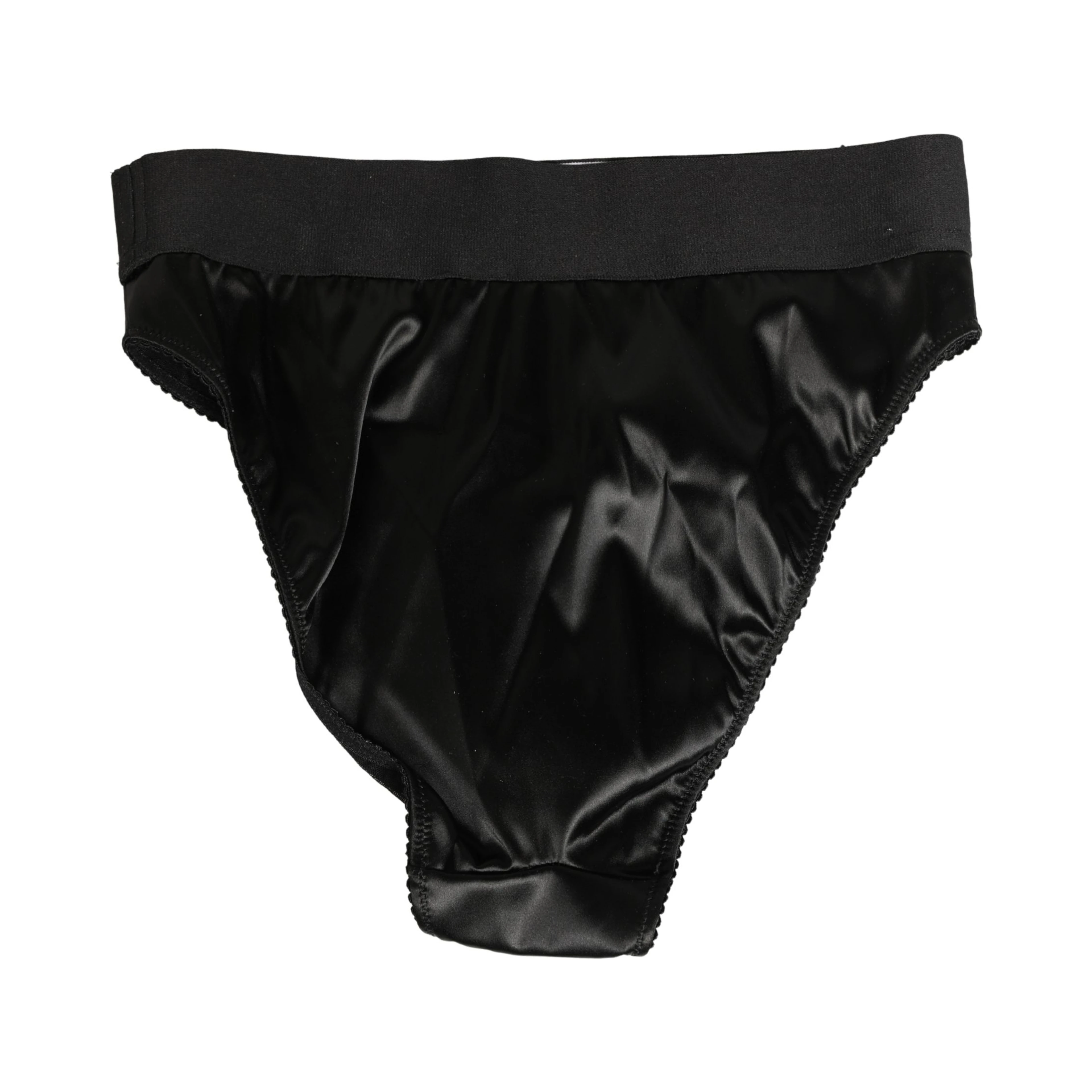 Black Satin High-Waist Brief Logo Women Underwear