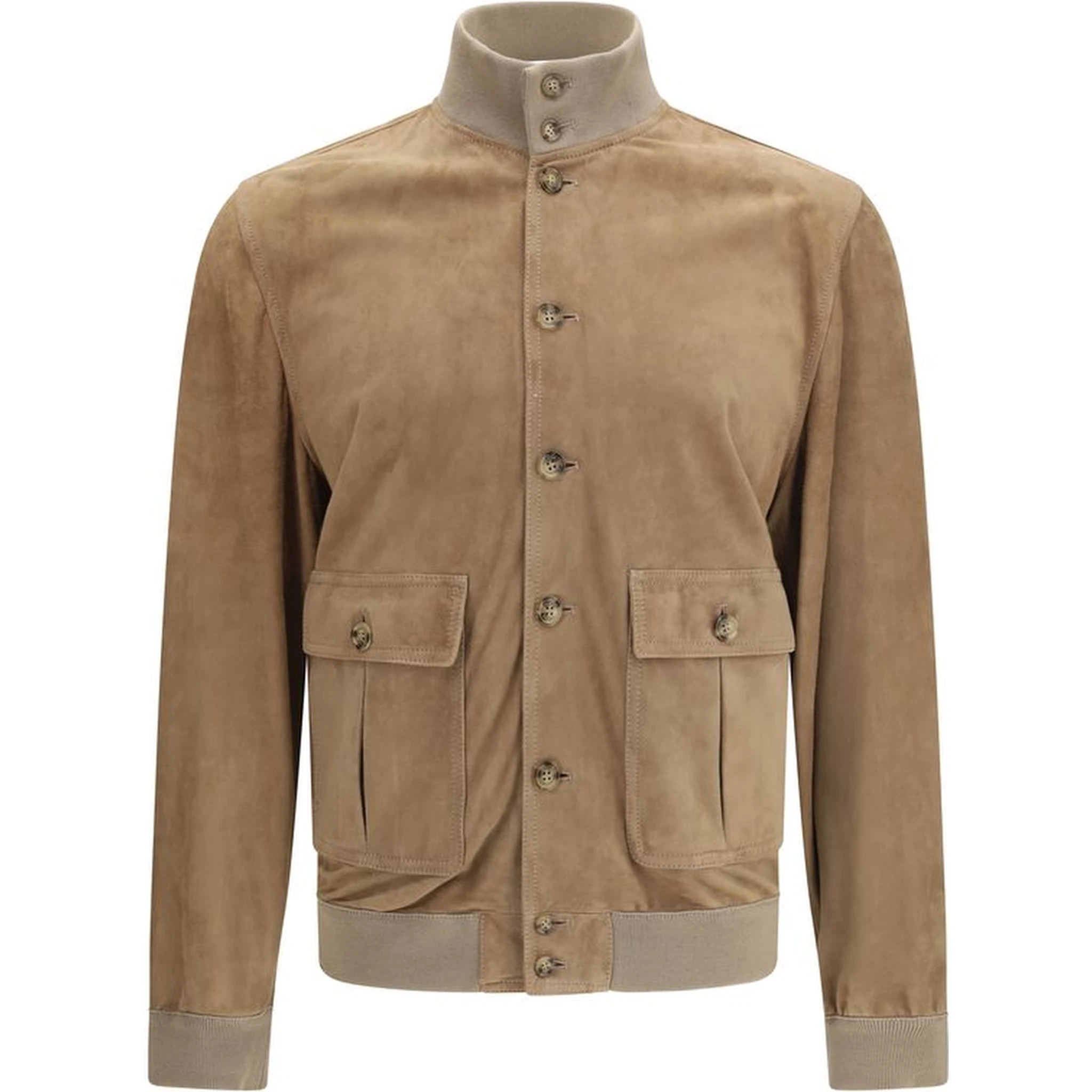 Beige Calf Leather Bos Taurus Bomber