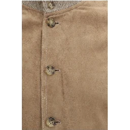 Beige Calf Leather Bos Taurus Bomber