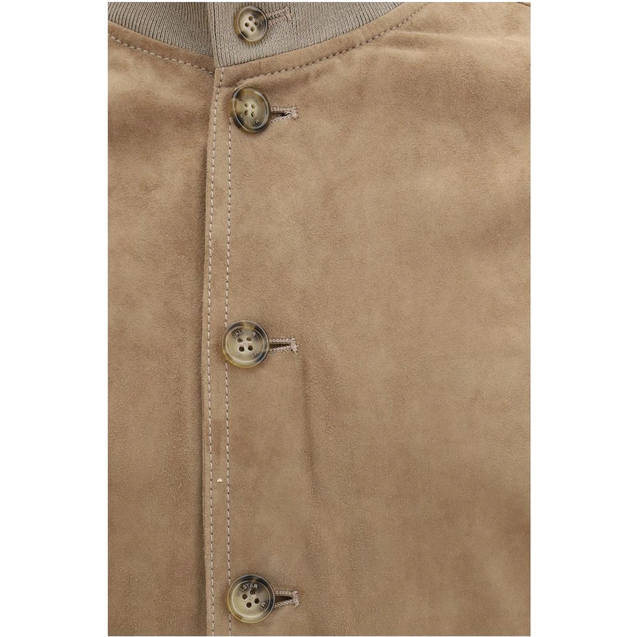 Beige Calf Leather Bos Taurus Bomber