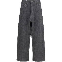 Gray Linen Relaxed Fit Jeans