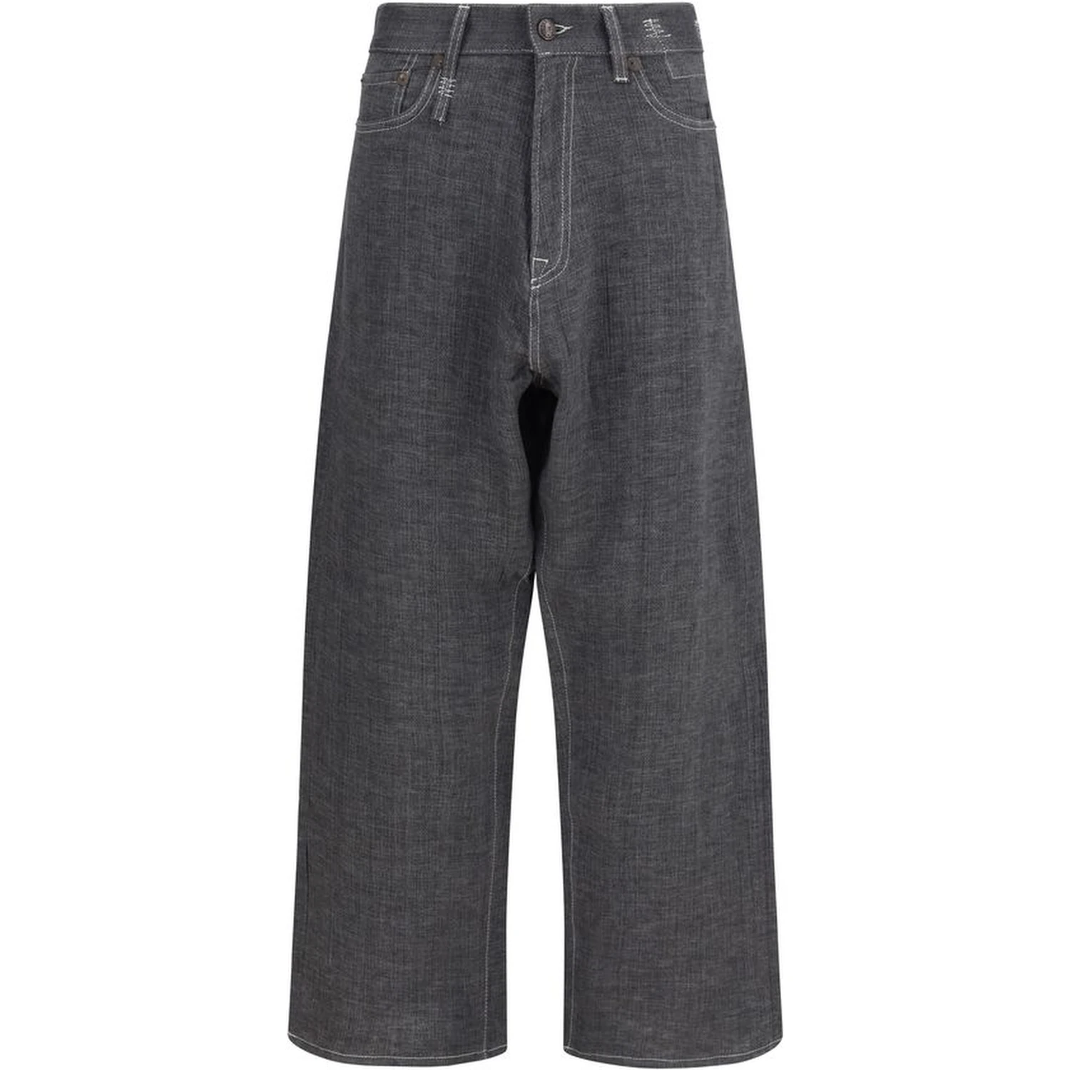 Gray Linen Relaxed Fit Jeans