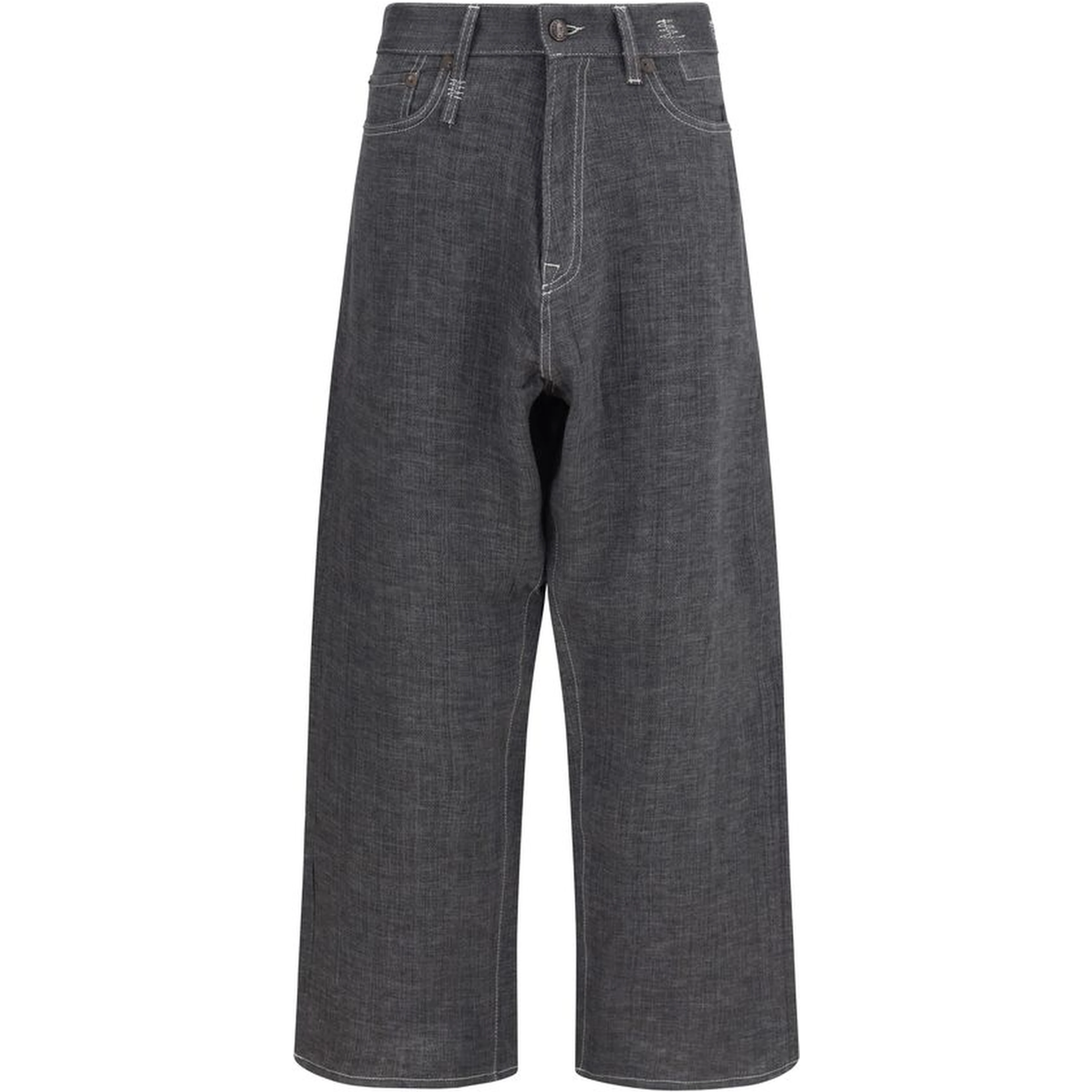 Gray Linen Relaxed Fit Jeans
