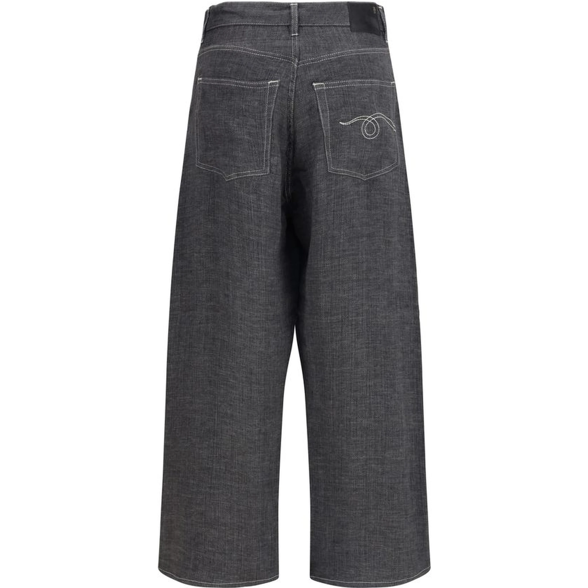 Gray Linen Relaxed Fit Jeans