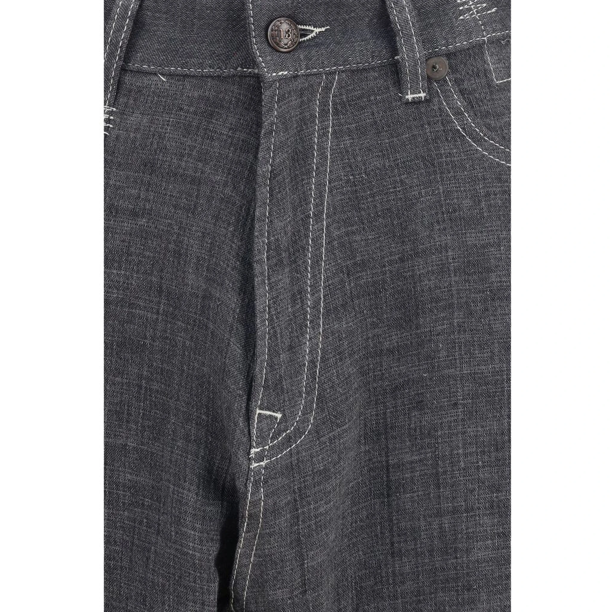 Gray Linen Relaxed Fit Jeans