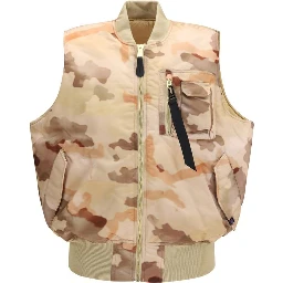 Beige Nylon Biker Jacket