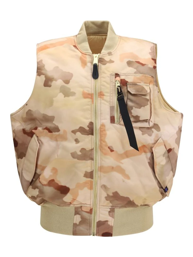 Beige Nylon Biker Jacket