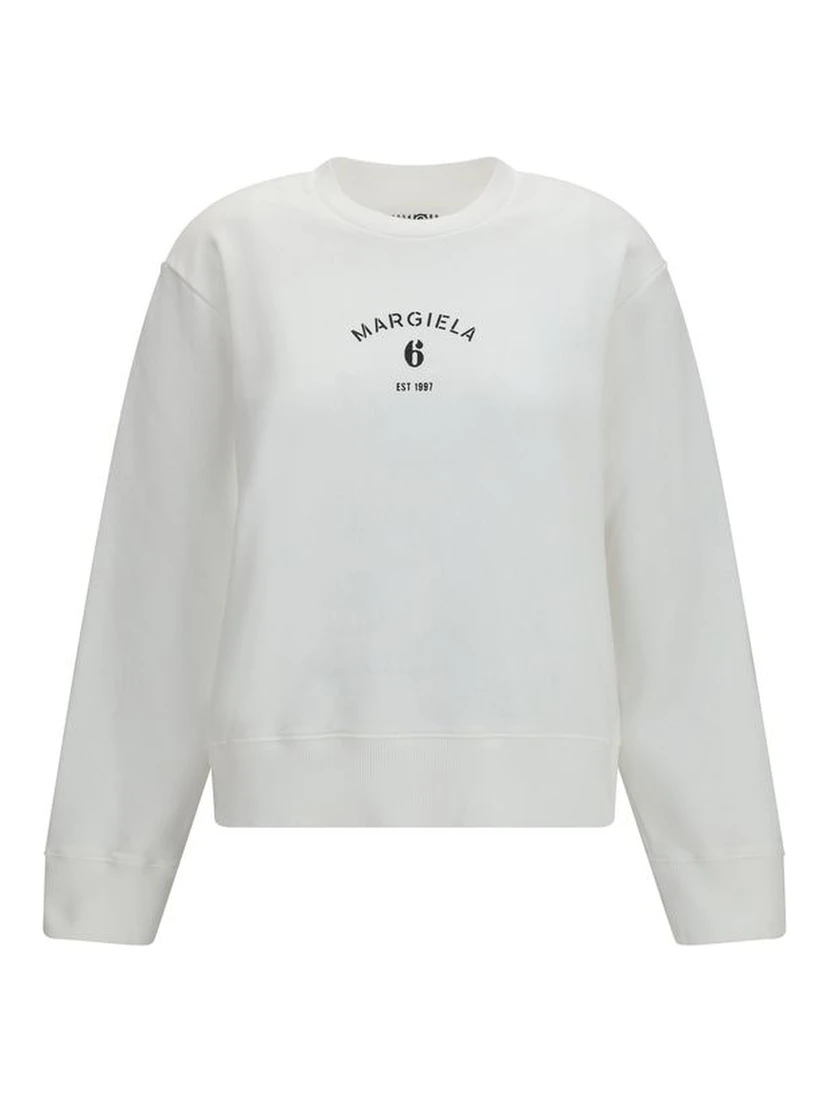 سويت شيرت قطني أبيض