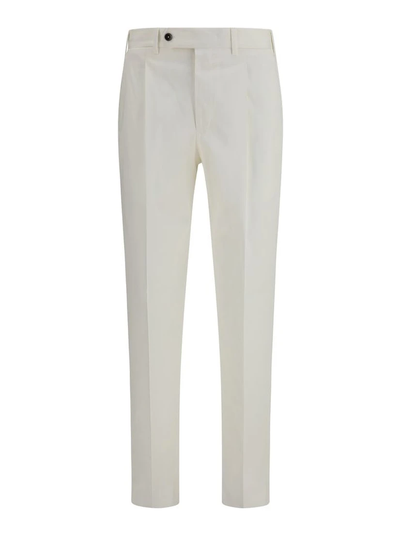 White Cotton Casual Pants