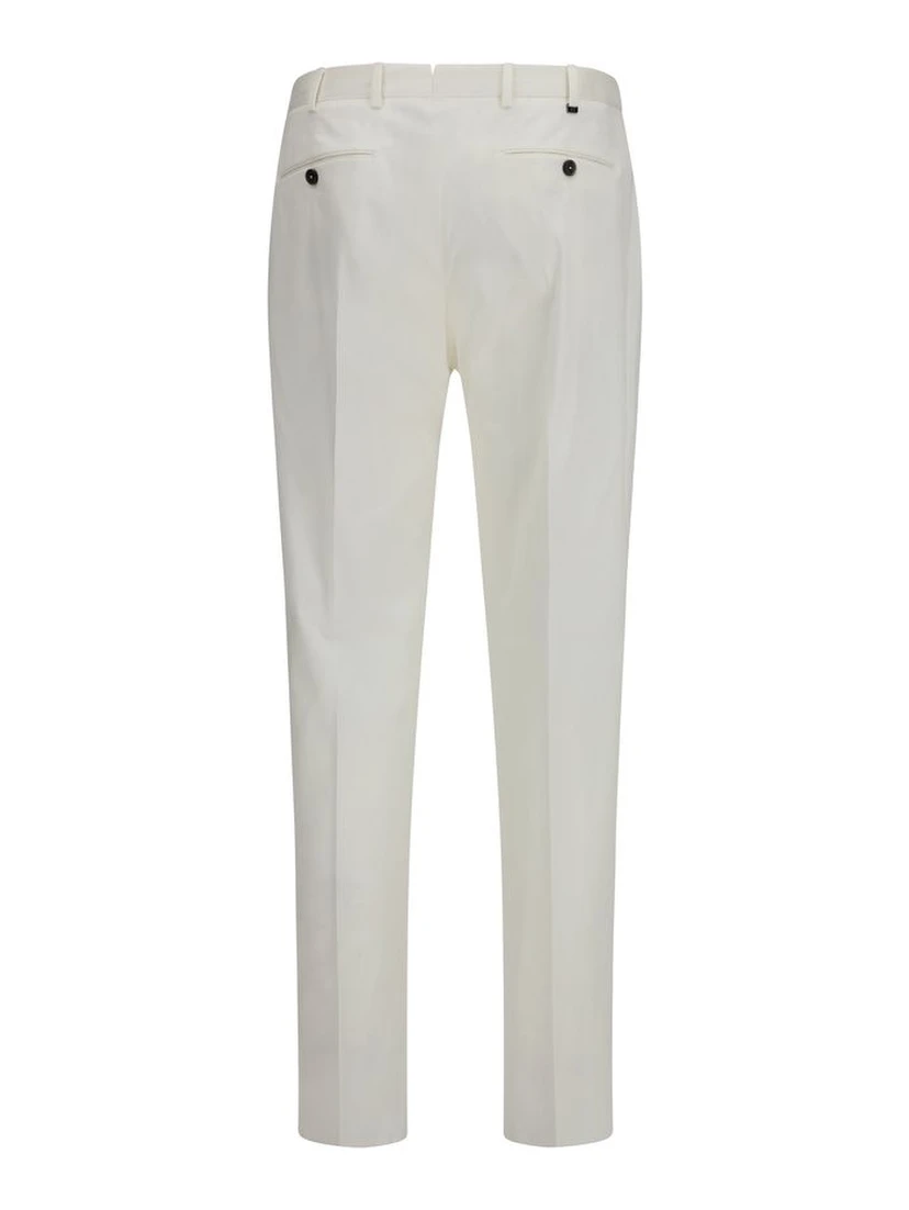 White Cotton Casual Pants