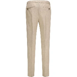 Beige Linen Casual Pants