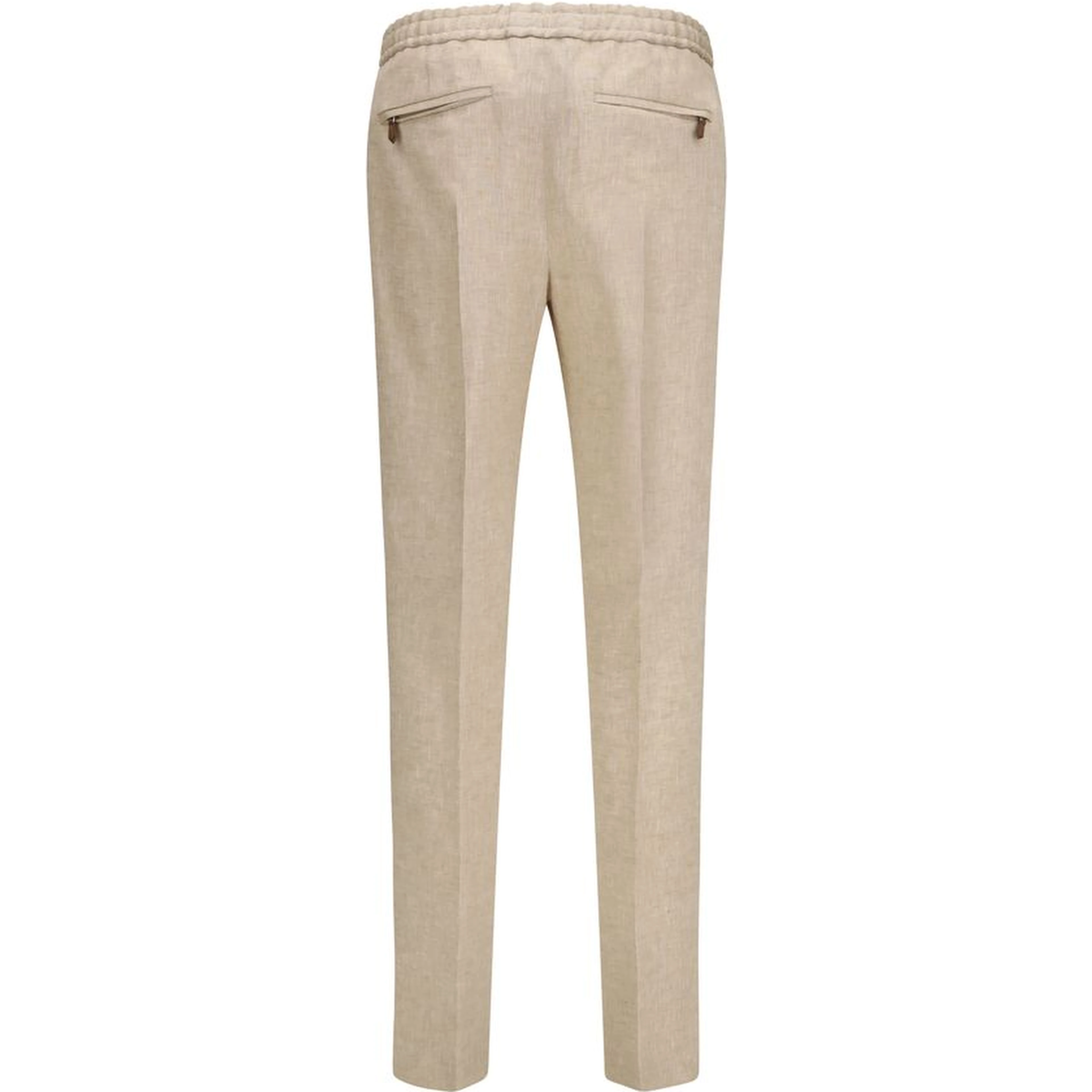 Beige Linen Casual Pants