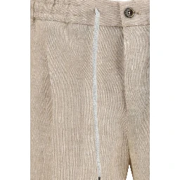 Beige Linen Casual Pants