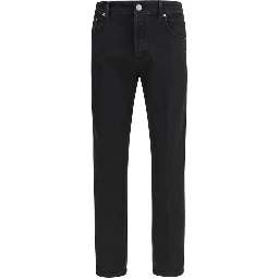 Black Cotton Tapered Jeans
