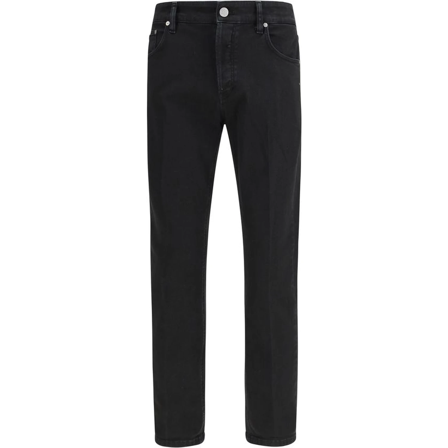 Black Cotton Tapered Jeans