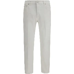 White Cotton Tapered Jeans