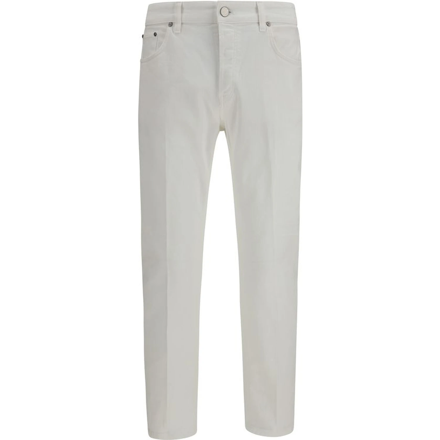 White Cotton Tapered Jeans