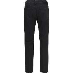 Black Cotton Tapered Jeans