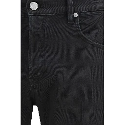 Black Cotton Tapered Jeans