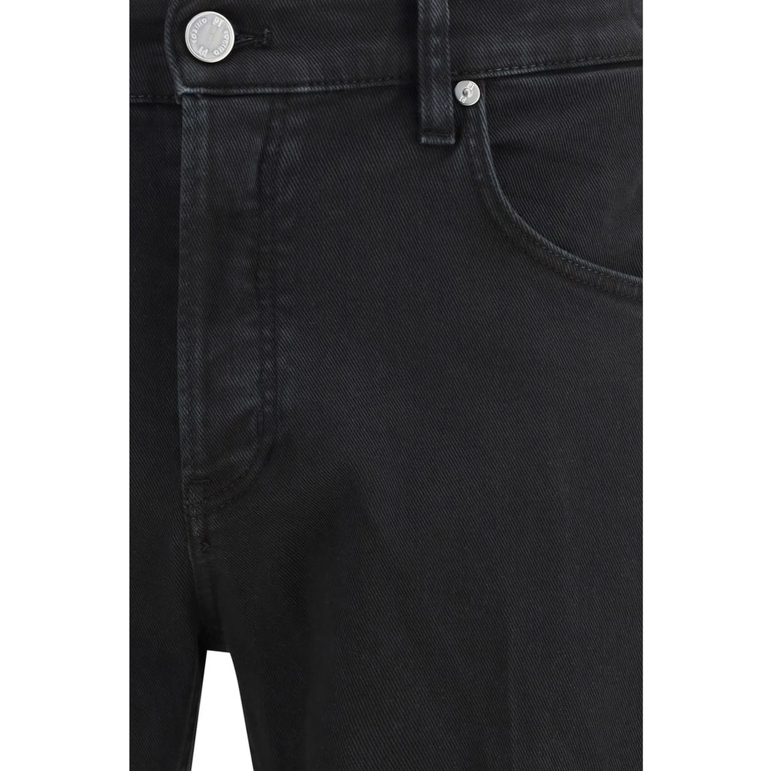 Black Cotton Tapered Jeans