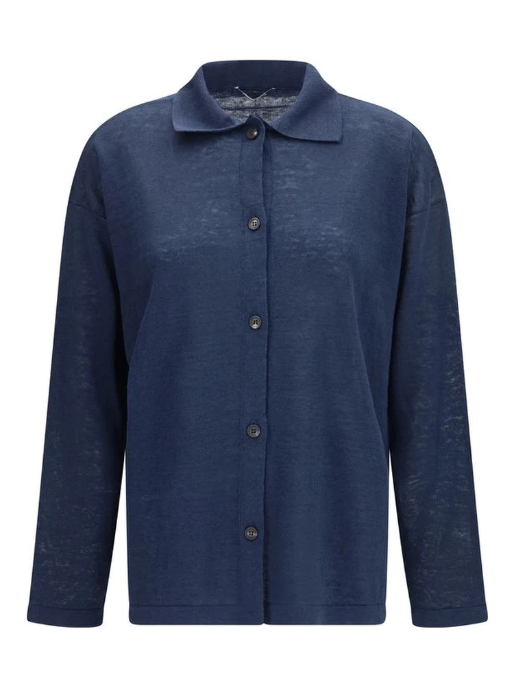 Blue Linen Cardigan