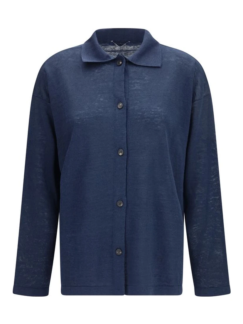 Blue Linen Cardigan