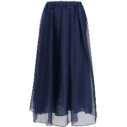 Blue Cotton Long Skirt