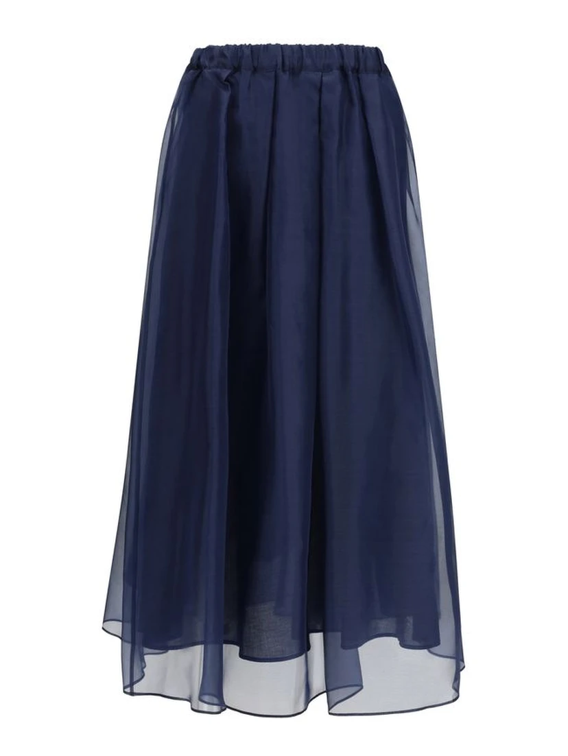 Blue Cotton Long Skirt