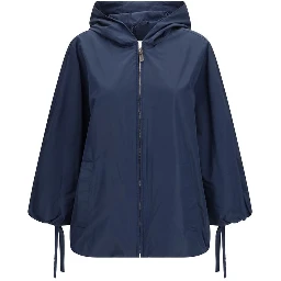 Blue Polyester Trench Coat