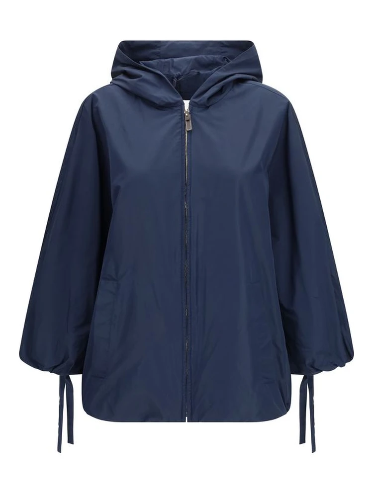 Blue Polyester Trench Coat