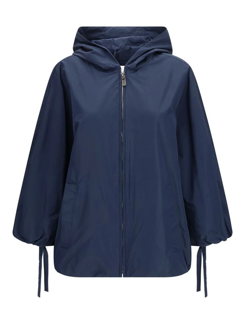 Blue Polyester Trench Coat