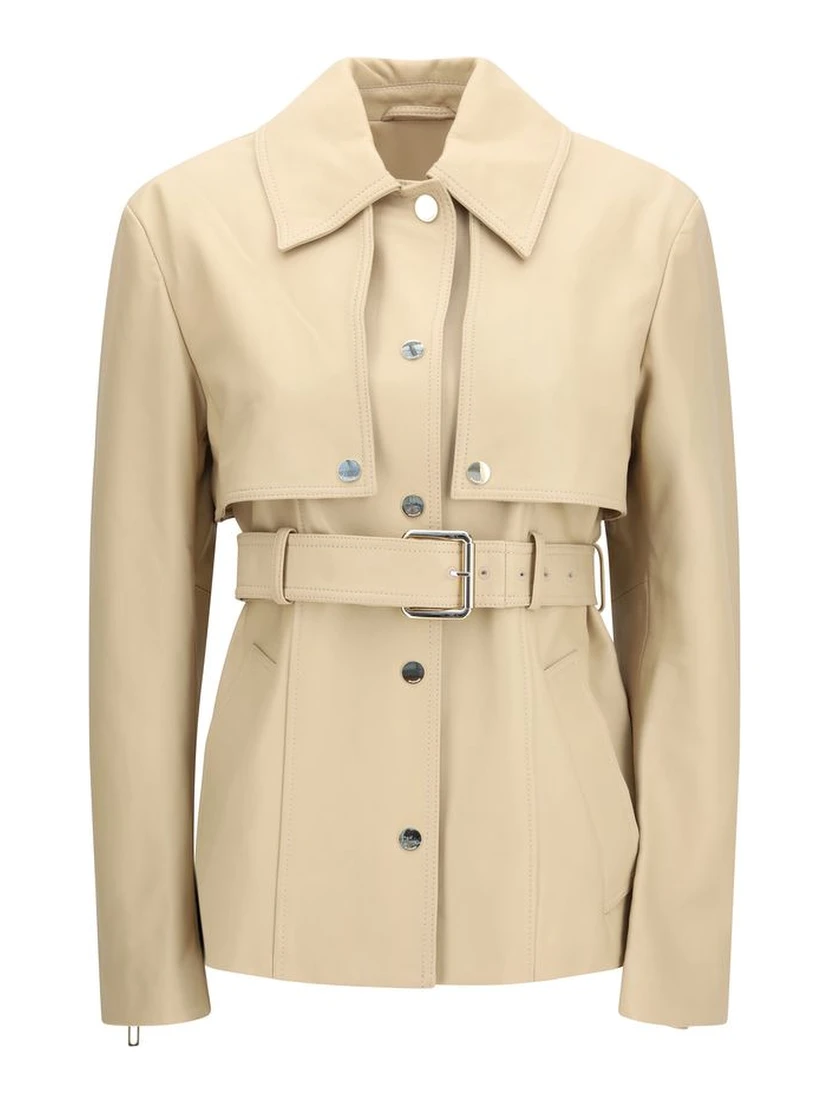 Beige Leather Jacket