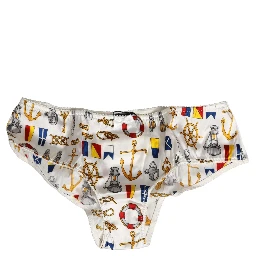 White Sailor Print Polyester Bottoms Underwear