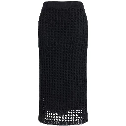 Black Cotton Midi Skirt